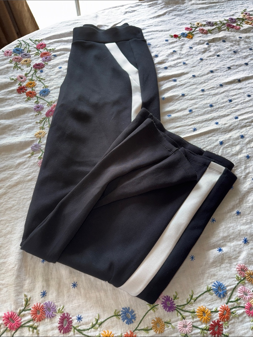 SPANX Air Essentials Black Jogger Pants with White Side Stripe